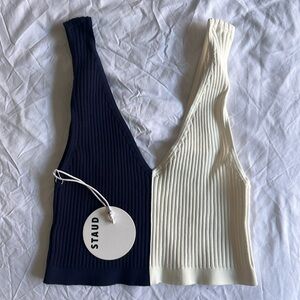 Staud NWT Color Block Ribbed Knit Crop Top "Hana Top"